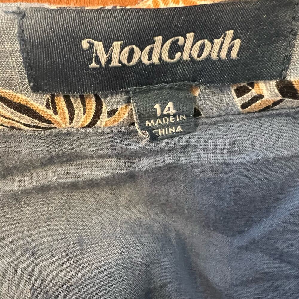 Modcloth Blue Floral A-Line Skirt with Peach Accents - Picture 3 of 5